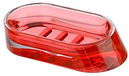 WENKO 21987100 Paradise Seifenschale, Acryl, rot, 7,3 x 14,3 x 3 cm