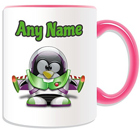 UNIGIFT Personalisiertes Geschenk – Buzz Tasse (Pinguin Cartoon Charakter Kostüm Farboptionen) Einzigartige Namensbotschaft Silly Funny Lightyear