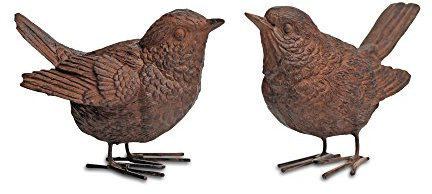 Patio and Terrace PAIR OF DETAILED RESIN GARDEN WRENS FOR GARDEN OR HOME