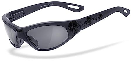 HELLY® - No.1 Bikereyes® | Bikerbrille, Motorradbrille, Motorrad Sonnenbrille | beschlagfrei, winddicht, bruchsicher | TOP Tragegefühl (smoke [black angel - tribal black])