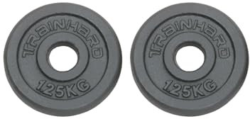 Train Hard Hantelscheiben Set Gewichten Gusseisen 30/31 mm Lochdurchmesser 2 x 1,25 kg