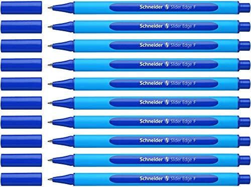 Schneider Slider Edge F Kugelschreiber (Strichstärke: F, dokumentenecht, Dreikant-Stift) 10er Packung blau