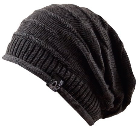 Long Beanie oversize Mütze Erik - Strickmütze aus 100% Baumwolle unisex (grau)