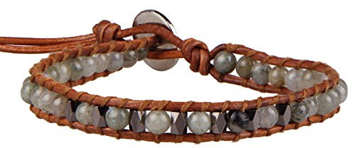 KELITCH Wickelarmband Achat Pyrit Perlen Freundschaftsarmbänder Gewebte Geflochtene Armbänder Neu (Braun)