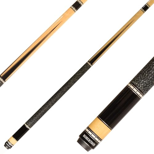 Robertson Billardqueue, R-Serie, Poolbillard Cue, 12,75‘ Mehrschicht Profi-Tip, Leinenband, Quick-Joint 147 cm 2-TLG. Edelholz Optik