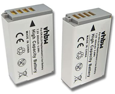 vhbw 2X Akku kompatibel mit Nikon 1 J5 Kamera (800 mAh, 7,2 V, Li-Ion)