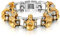JewelryWe Schmuck Herren Armband, Edelstahl, Gotik Totenkopf Schädel Fahrradkette Biker Link, Gold Silber