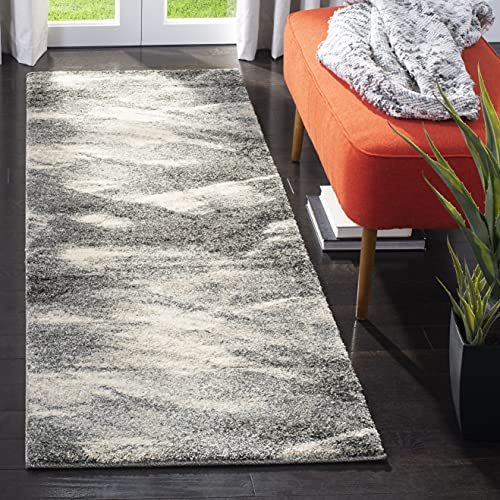 SAFAVIEH Retro Collection Runner Rug - 2'3 x 7', Grey & Ivory, Modern Abstract Design, Non-Shedding & Easy Care, Ideal for High Traffic Areas in Living Room, Bedroom (RET2891-8012)