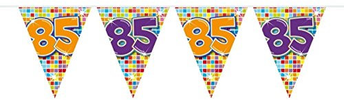 Folat 60085 - Wimpelkette Blocks Geburtstag - ca. 3 m - Zahl: 85