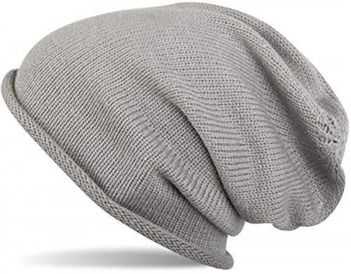 styleBREAKER Unisex Beanie Feinstrick Rollrand bis Umfang 59cm | Strickmütze. elastisches Material. Bundweite 23cm. Höhe 25cm. Einheitsgröße. winterfest. weiche Haptik.