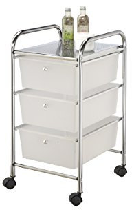 Arte Regal Import 32560 Badezimmer-Wagen aus Metall mit 3 Schubladen, 32 x 37 x 61 cm, transparent
