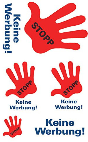 AVERY Zweckform 3741 Keine Werbung Etiketten (Stopp Hand, wetterfeste Folie) 5 Aufkleber rot