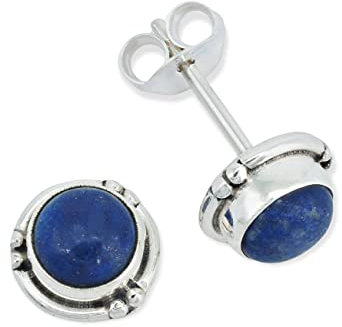 Ohrstecker 925 Silber Lapis Lazuli blauer Stein Edelstein Ohrringe echt Silber Damen Sterling Silber Stecker Geschenk(MOS-027-06)
