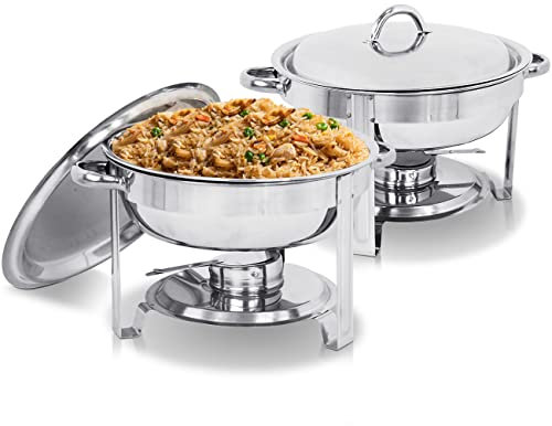 Super Deal in acciaio INOX, 4 pezzi 8 qt Chafer Dish W/gambe completo, 4 pezzi Pack of 2 Round