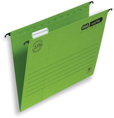 Elba Ultimate Foolscap Manilla Verticflex Suspension Files, V-Base, 240 GSM - Green (Pack of 25)