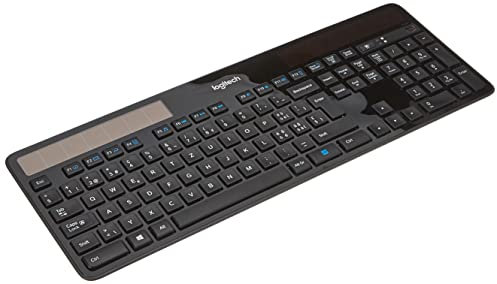 Logitech K750 Kabellose Tastatur, Solarbetrieben, 2.4 GHz Verbindung via Unifying USB-Empfänger, Hintergrundbeleuchtete Tasten, Super-Schmal & Ökologisch Angefertigt, Schweizer QWERTZ-Layout - Schwarz