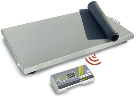 KERN Hochlastige Paket- und Veterinärplattformwaage mit Extra Großer Edelstahlwägeplatte, 300kg Wägebereich, 100 g Ablesbarkeit, 900 mm x 550 mm x 60 mm