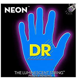 'DR HiDef Blue Neon Medium 010, 013, 017, 026, 036, 046 Corde per chitarra elettrica/fluorescenti (si illuminano al buio)