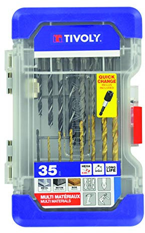TIVOLY 11901170049 Mixed 1/4 Hex Shank Drill Bits & Screw Bit Set (35 pièces)