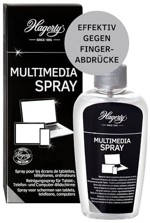 Hagerty Multimedia Spray 125 ml I Effektiver Bildschirmreiniger für Smartphone Tablet Computer Laptop I Antistatisches Display Reinigungsspray zur umfassenden Reinigung und Pflege ohne Mikrokratzer