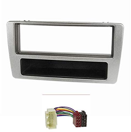 tomzz Audio 2417-002 Conjunto de Panel de Radio Compatible con Honda Civic año 2001-2006 Manual de Aire Acondicionado de Plata con Adaptador de Radio ISO