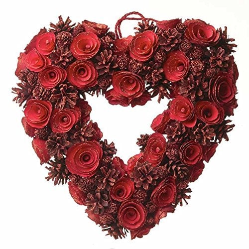 Christmas Heart Wreath - Red Pinecone Heart wreath