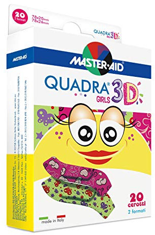 Sensitive Mädchen-Pflaster, Kinderpflaster für Mädchen, QUADRA® 3D Girls - MASTER AID - 20 Stück
