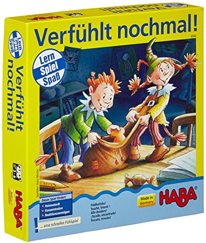Haba 4590 - Verfühlt nochmal, Lernspiel für 2-6 Spieler von 3-6 Jahren, spannendes Such-Fühlspiel zur Schulung der Feinmotorik, auch mit ruhiger Spielvariante