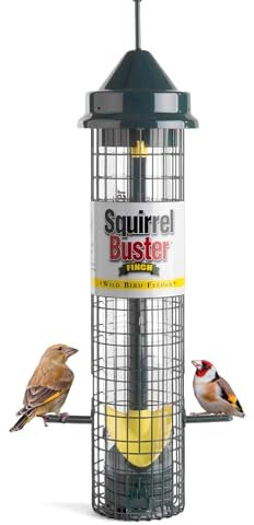 Squirrel proof Bird Feeder for Niger Seeds - Jacobi Jayne® Squirrel Buster® Finch – Pigeon Proof Bird Feeder for Wild Birds – Easy Clean Bird Feeders Pest Proof UK Perfect for Attracting Finches