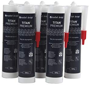 MARBET DESIGN Styroporkleber Baukleber, Innen für Stuckleisten, Deckenplatten, Zierleisten uvm. (5 Kartuschen Titan Premium) zum basteln kleben statt bohren Innenbereich