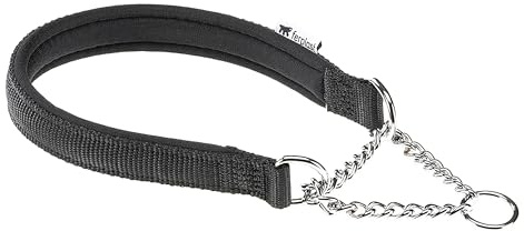 Ferplast Zug-Stopp Halsband Daytona, Nylon, Gepolstert, Verstellbares Hundehalsband, für große Hunde, Einfacher Verschluss (Halsumfang 45–55 cm), L, Schwarz