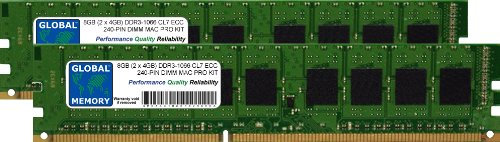 Kit di memoria RAM DDR3 da 8 GB (2 x 4 GB) PC3-8500 240-PIN ECC DIMM (UDIMM), compatibile con Mac Pro (inizio 2009 – metà 2010 – metà 2012)