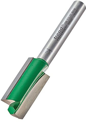 Trend CraftPro Straight Two Flute Router Cutter Bit, 1/4 Inch Shank, 12.5mm Cut Diameter & 25.4mm Cut Length, Tungsten Carbide Tipped, C021AX1/4TC