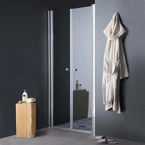 Kiamami Valentina Porte de Douche Transparente à charnières pour Niche de 80 cm | Saloon