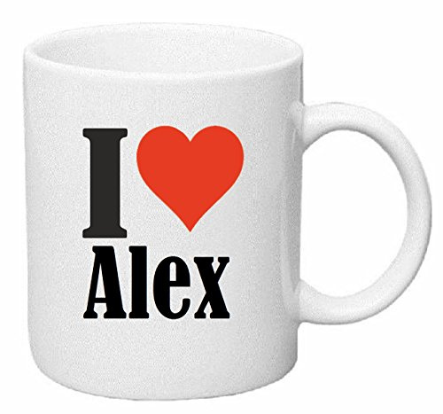 Reifen-Markt I Love Alex Keramik Kaffeebecher 330 ml, weiß Teetasse Spülmaschinenfest mikrowellengeeignet Geschenkidee, Motiv 100286