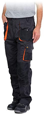 REIS FORECO-T SBP52 Pantaloni da Lavoro per Uomo, Protettivi, Antitaglio, Cargo, 80% Poliestere 20% Cotone, Acciaio-Nero-Arancione, Taglia 52