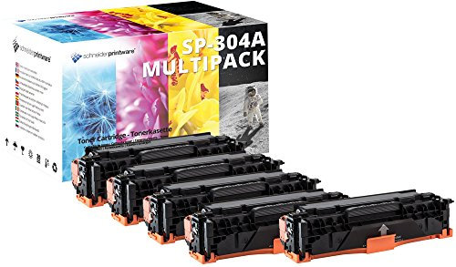 schneiderprintware 5 Toner (30 Prozent mehr Druckleistung) kompatibel zu CC530A CC531A CC532A CC533A 304A für HP Color Laserjet CP2025 CP2025dn CP2025n CM2320fxi MFP CM2320nf MFP