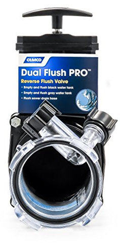Camco Rinçage de réservoir de rétention Dual Flush Pro pour Camping-Car/Camping-Car – Comprend Une vanne de Porte de 7,6 cm et Une vanne de Chasse inversée – Vide et Chasse Les réservoirs d'eau Noire