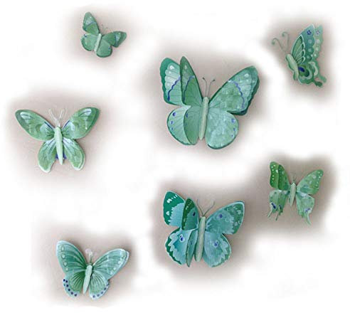 7 Set 3D Schmetterlinge Wandtattoo Wanddeko Wandtatoo Wandaufkleber (Grün)