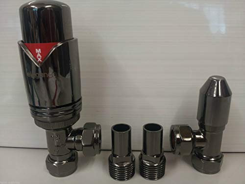 Elegance 15mm Traditional Angled Designer Radiator Valve Set | Black Nickel by Elegance Valves