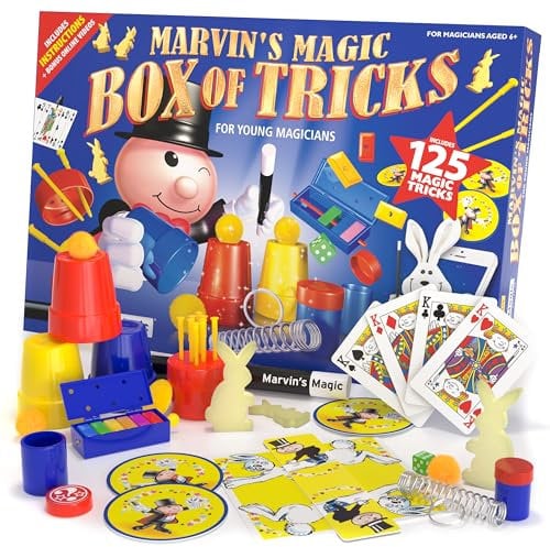 Marvin's Magic - Kids Magic Set - With Magic Wand, Card Tricks and More - Kids Toys, Games, Family Games for Age 6, 7, 8, 9, 10+ - Box of 125 Tricks
