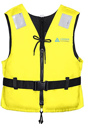 Leader International Schwimmhilfe Erwachsene, Festtoffweste ideal für den Wassersport, Auftriebshilfe bis zu 40N(Gelb S: 30-50kg)