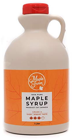 MapleFarm - Pur Sirop d'érable Catégorie A, Foncé - goût robuste - 1 litres (1,32 Kg) - Original maple syrup - Grade A - Dark, robust taste - Sirop d'érable pur - Pancake sirop