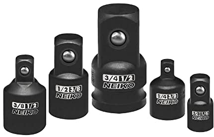 NEIKO 30249A 5 Piece Impact Socket Adapter Set, Standard SAE, 1/4, 3/8, 1/2 Cr-V Steel Impact Driver & Wrench Conversion Kit Socket Reducer, Locking Socket Adapter Set