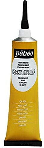 Pebeo 37 ml Vitrail Stained Glass Effect Cerne Relief Tube with Nozzle, King Gold, 773137