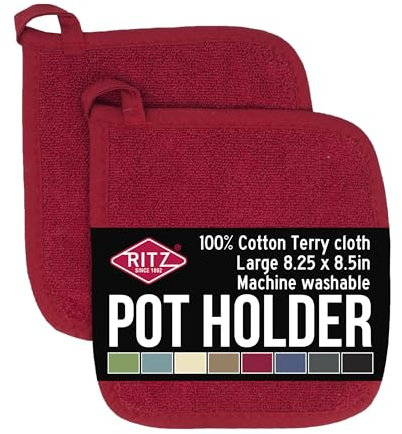Ritz Royale Collection Topflappen, 100% Baumwolle, Frottee Topflappen, 2 Stück Paprika Red