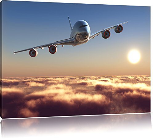 Pixxprint Flugzeug bild Wandbild Kunstdruck, Größe: 100x70cm, Leinwandbild, fertig gespannt, Wandbild, Dekoration, Kunstdruck, kein Poster