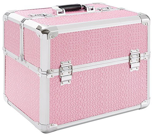 Arebos Pro Aluminium Cosmétique 2 Couches Coffert Valise Beauté Case Neuf | Rose
