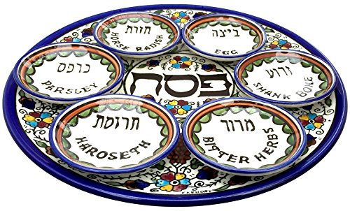 Sederteller für Pessach, (auch Passa(h) oder Pascha), Keramik, von hoher Qualität