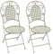 Maribelle White Round Metal Floral Designed Folding Outdoor Garden Patio Chairs X 2